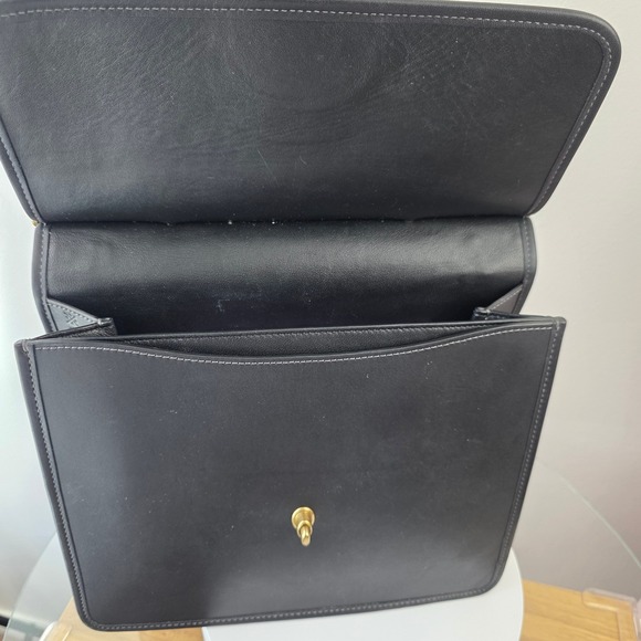 Coach Willis Black Leather Top Handle Bag Brass Hardware Mens Womens - Picture 5 of 11